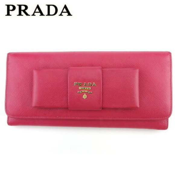 Prada long Wallet ribbon pink Saffiano leather - Picture 1 of 6